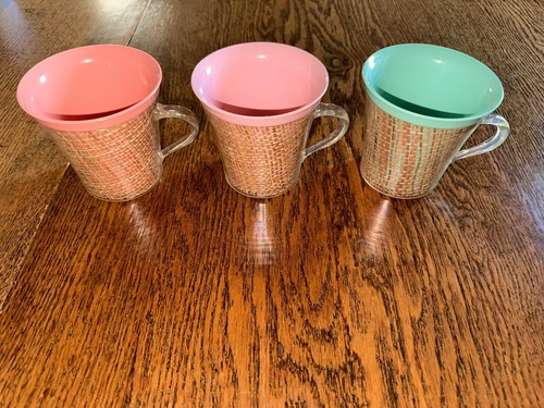 Vintage raffia ware cups - raffia,