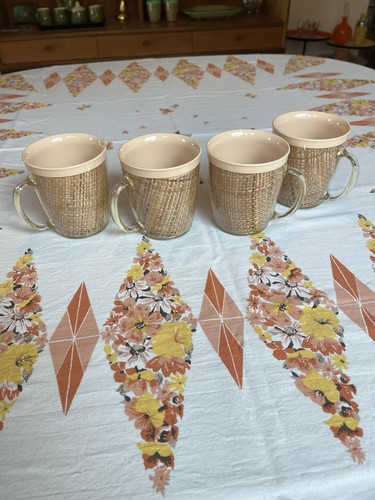Mid century raffia ware melmac - raffia,